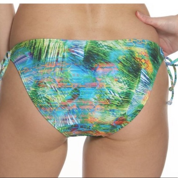 Green Floral Side-Tie Bikini Bottoms - Picture 2 of 8